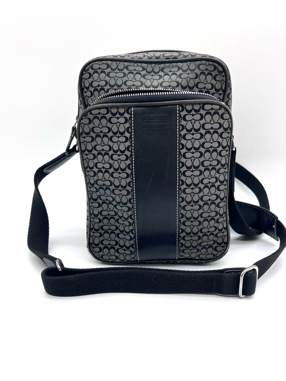 Coach Signature Jacquard Flight Bag Crossbody Black Y2K Vintage